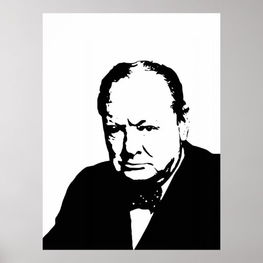 Poster Winston Churchill art vectoriel noir et blanc (Devant)