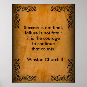 Poster Winston Churchill Quote; Success Scroll & Stucco