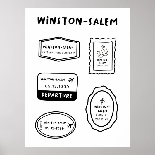 Poster Winston-Salem - Collection de timbres de voyage | (Devant)