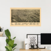 Poster Winston-Salem, NC Carte panoramique - 1891 (Bureau à domicile)