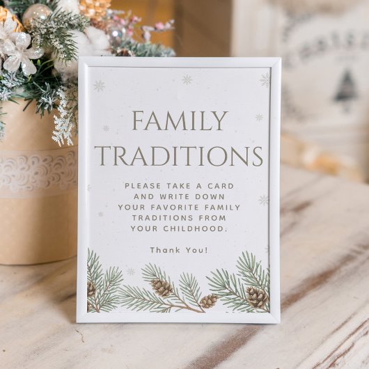 Poster Winter Baby Shower Family Traditions Game