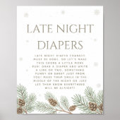 Poster Winter Baby Shower Late Night Diapers Party Game (Devant)