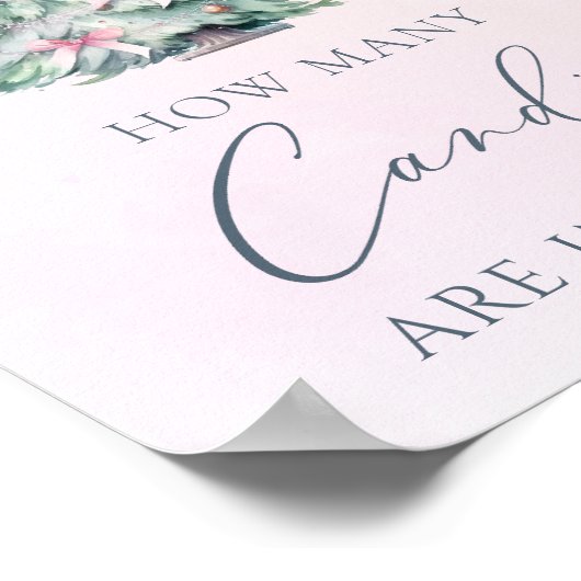 Poster Winter baby shower pink Guess how many candies (Coin)