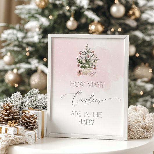 Poster Winter blush rose Devinez combien de bonbons Poste