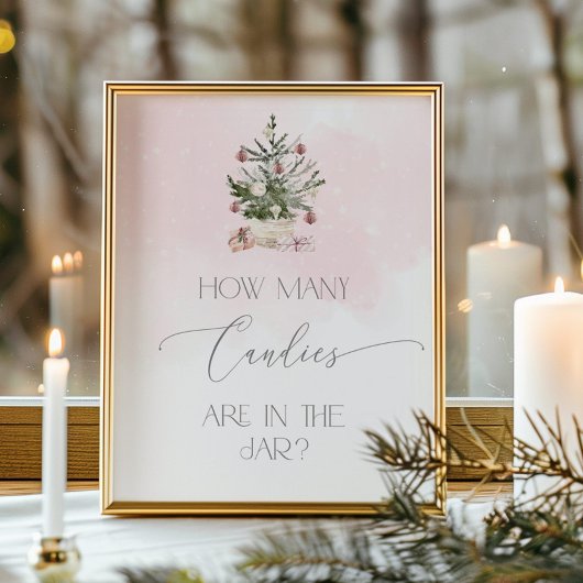 Poster Winter blush rose Devinez combien de bonbons Poste