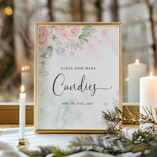 Poster Winter blush rose Devinez combien de bonbons Poste