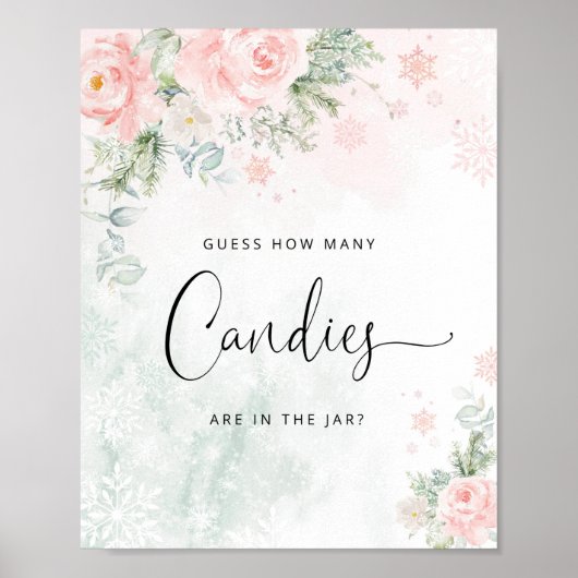 Poster Winter blush rose Devinez combien de bonbons Poste (Devant)