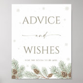 Poster Winter Bridal Shower Advice and Wishes (Devant)