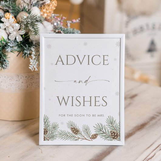 Poster Winter Bridal Shower Advice and Wishes