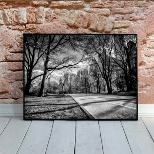 Poster Winter Central Park New York City Noir et blanc