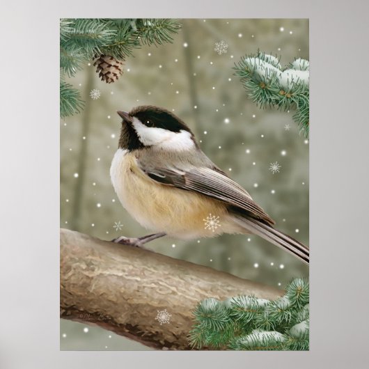 Poster "Winter Chickadee" Alan Giana (Devant)