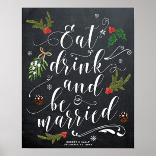 Poster winter christmas eat drink be married sign wedding
