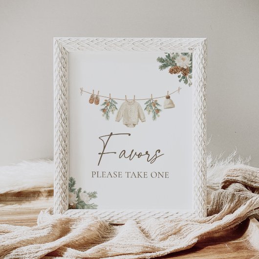 Poster Winter Clothesline Baby Shower Favors Sign