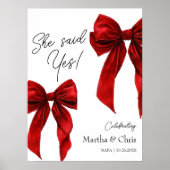 Poster Winter Engagement She Said Yes Coquette Red Bow (Devant)