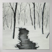 Poster Winter Forest Stream Fine Art Print (Devant)