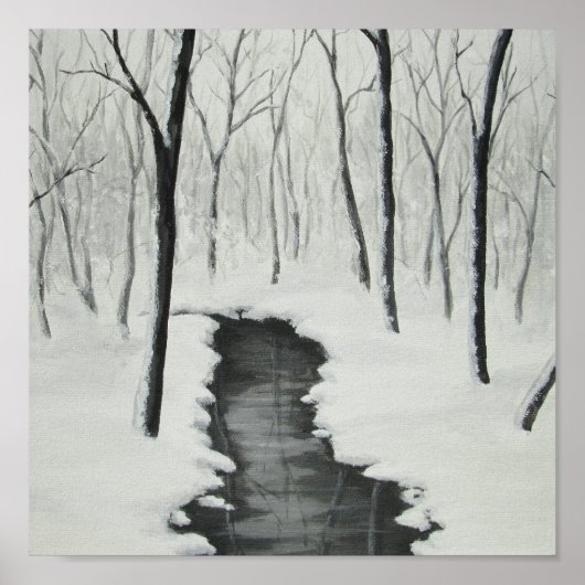 Poster Winter Forest Stream Fine Art Print (Devant)
