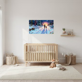 Poster Winter Forest Walk Cozy Parent & Child Snowy Night