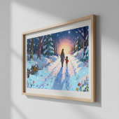 Poster Winter Forest Walk Cozy Parent & Child Snowy Night