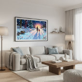 Poster Winter Forest Walk Cozy Parent & Child Snowy Night