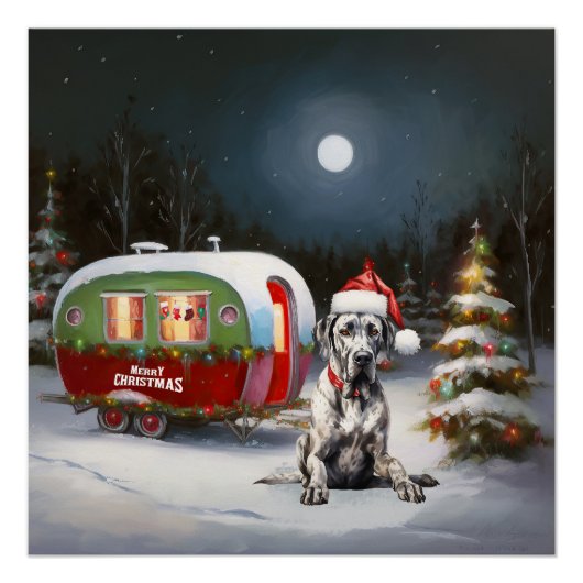 Poster Winter Great Dane Caravan Christmas Adventure (Devant)