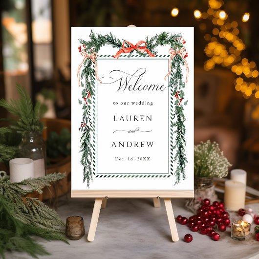 Poster Winter Greenery Garland Wedding Welcome