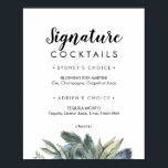 Poster Winter Greenery Signature Cocktails Sign<br><div class="desc">This winter greenery signature cocktails sign is perfect for an elegant wedding. The modern fall or winter design features simple watercolor greenery and dark olive leaves with a rustic holiday feel.</div>