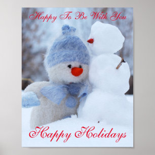 Poster Winter Holidays Snowman Greeting
