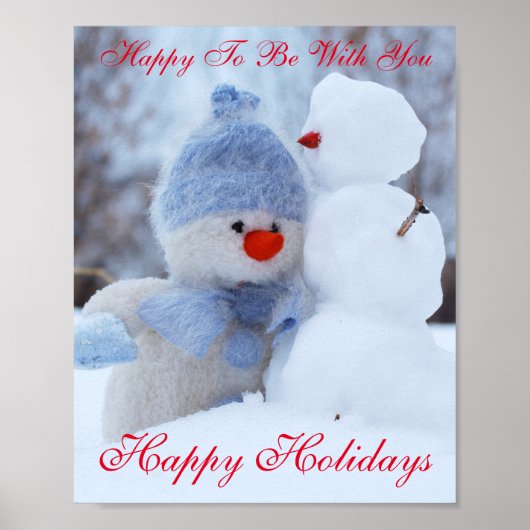 Poster Winter Holidays Snowman Greeting (Devant)