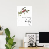 Poster Winter Holly Branche Baby shower Welcome Mousse Bo (Bureau à domicile)