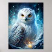 Poster Winter Magic Snowy Owl – Mystical Blue Forest (Devant)