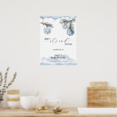 Poster Winter Mountain Snowflake Baby Shower Welcome (Cuisine)