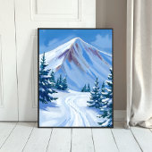 Poster Winter Mountain Watercolor Snow Nature Landscape