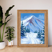 Poster Winter Mountain Watercolor Snow Nature Landscape