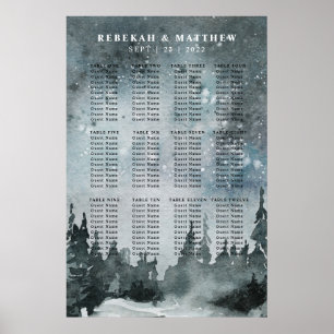 Poster Winter Night Forest Wonderland Seing Chart