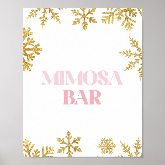 Poster Winter Onederland Mimosa signe bar rose et or (Devant)