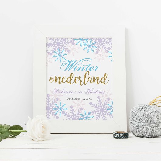 Poster Winter Onederland Premier anniversaire Panneau de 