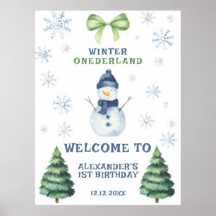 Poster Winter Onederland Snowman 1er anniversaire