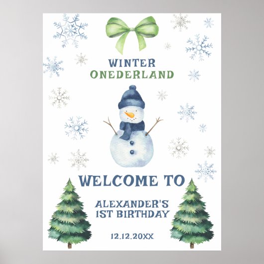 Poster Winter Onederland Snowman 1er anniversaire (Devant)