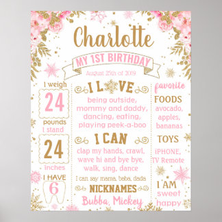Poster Winter Onederland Wonderland Birthday board