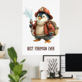 Poster Winter Penguin Firefighter Ping Pong Paddle (Bureau à domicile)