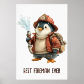 Poster Winter Penguin Firefighter Ping Pong Paddle (Devant)