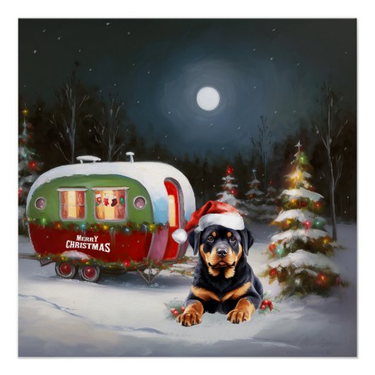 Poster Winter Rottweiler Caravan Christmas Adventure (Devant)