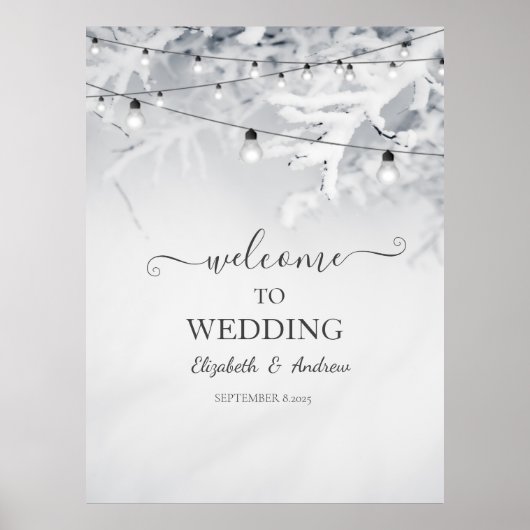 Poster Winter Snow Branches Wedding (Devant)