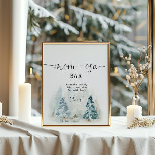 Poster Winter snow Christmas tree mom-osa bar