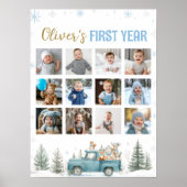 Poster Winter Truck Woodland First Year Photo Milestone (Devant)