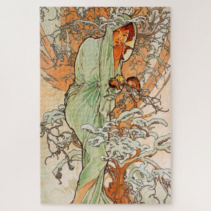 Poster Winter van Alphonse Mucha Legpuzzel