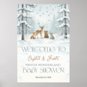 Poster Winter Wonderland Baby Animals Baby Shower (Devant)
