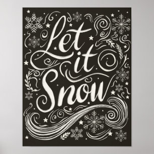 Poster Winter Wonderland Chalkboard Let It Snow