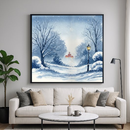 Poster Winter Wonderland - Paysage de style aquarelle
