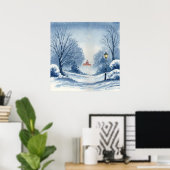 Poster Winter Wonderland - Paysage de style aquarelle (Bureau à domicile)